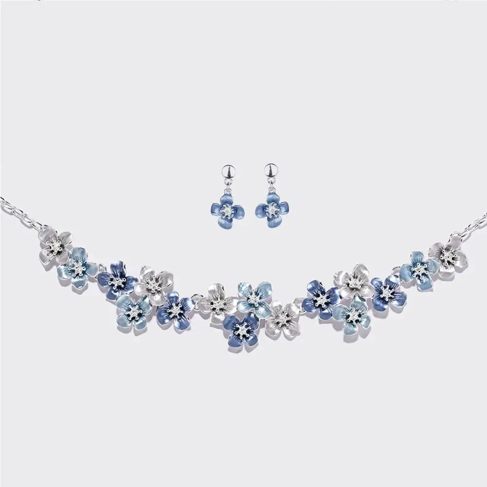 Модные эмалированные цветочные ожерелья наборы для женщин цепочки девушек колье