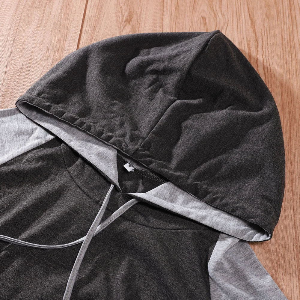 Women Casual Long Sleeve Color Block Waist Tight Drawstring Bodycon Hoodie Dress Ladies color matching hat skirt | Женская одежда