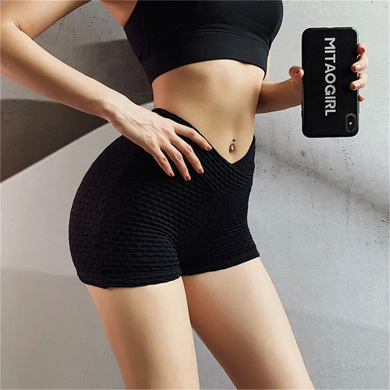 

Women Workout Yoga Gym Tracksuit Fitness Training Sportswear Stretchy Jacquard Running Solid Tight Shorts Elastic Breathable