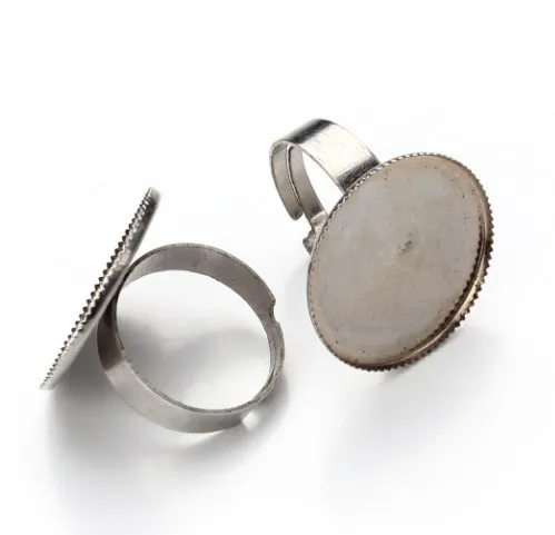 

30 шт., Посеребренные Круглые Регулируемые кольца, 20 мм