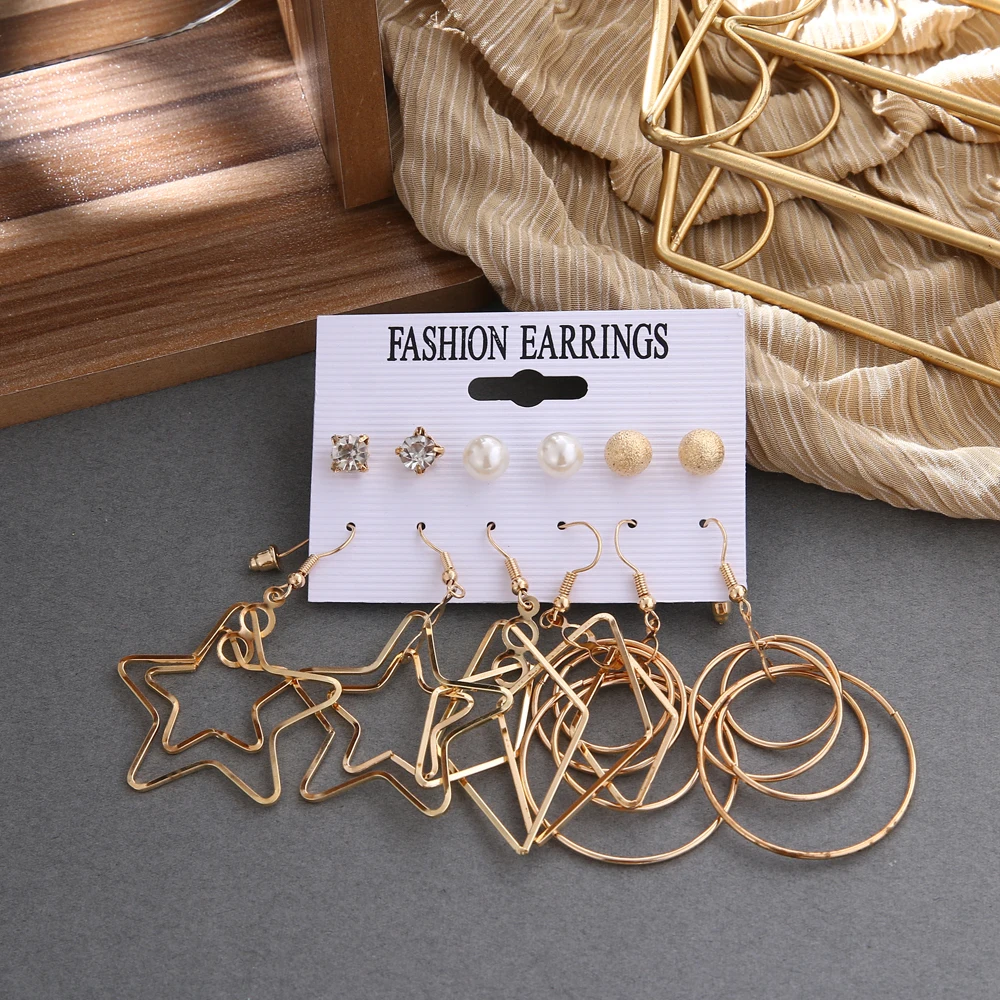 

FNIO Fashion Metal Women Geometirc Earrings Personality Stud Earrings for Women Punk Round Earrings Fashion Brincos Gift Jewelry