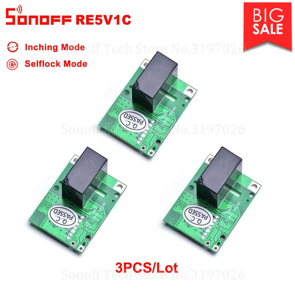 3/5/10 шт Sonoff RE5V1C 5V DC сухой контакт Inching/Selflock модуль переключатель работы через