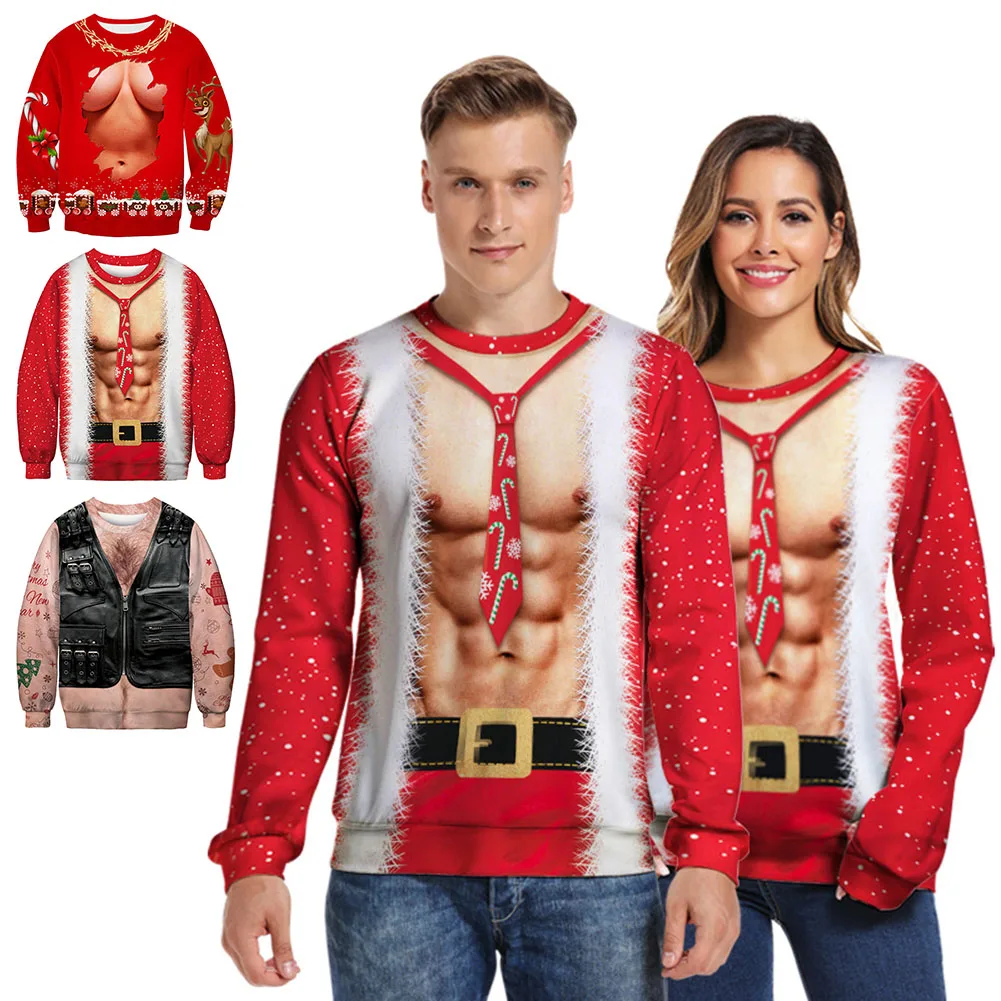 

Men Women Christmas Sweater Pullover Sweatshirts 3D Boobs Long Sleeve Top Party TY66