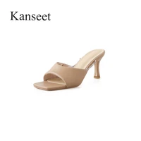 kanseet 2021 open toed female slippers chain decoration party dress womens slippers summer 6 5cm high heels fashion shoe woman