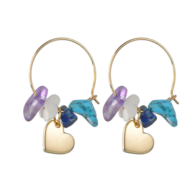 Корейские серьги кольца из натурального камня для женщин Золотые большая