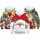 Рождественские толстовки большого размера для детей, подростковые толстовки с капюшоном для мальчиков и девочек, подарок на день рождения, Детское пальто с Санта-Клаусом