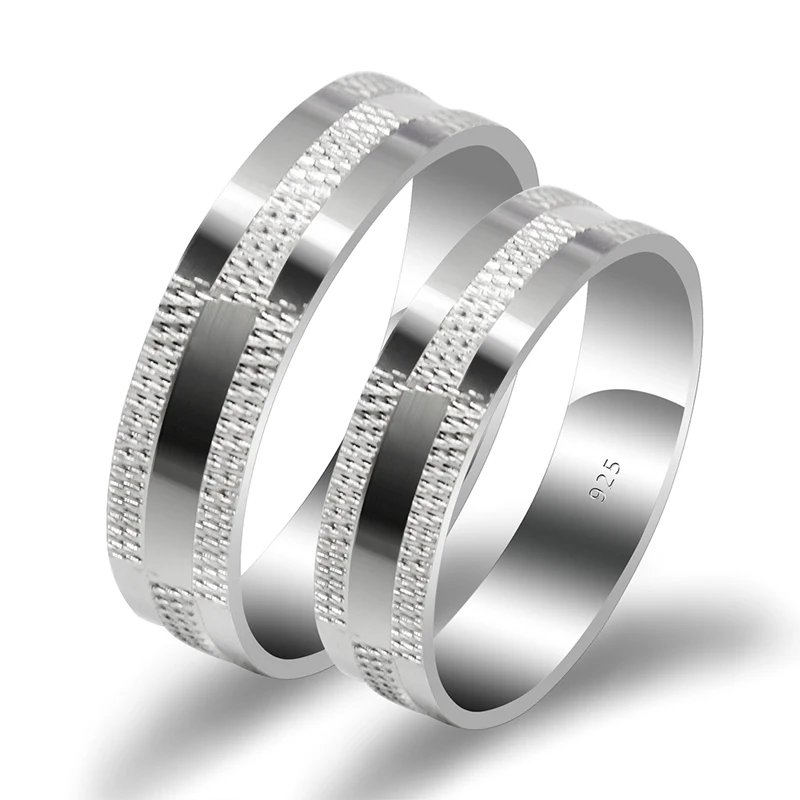 Парные кольца из стерлингового серебра 925 пробы для влюбленных круглой формы