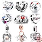 Подвеска для браслета I Love You Mum Heart, из серебра 925 пробы