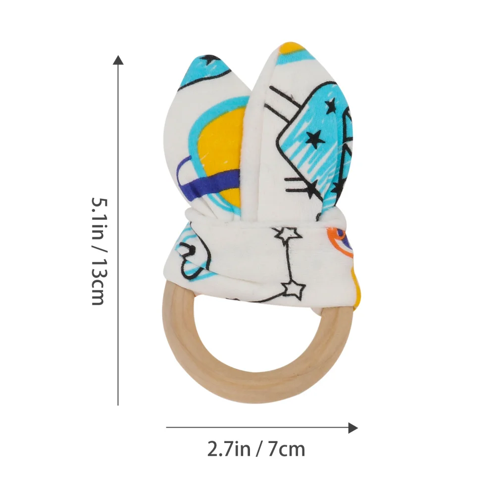 

4Pcs Rabbit Ear Shape Molar Toys Adorable Baby Teethers Infant Wooden Teethers