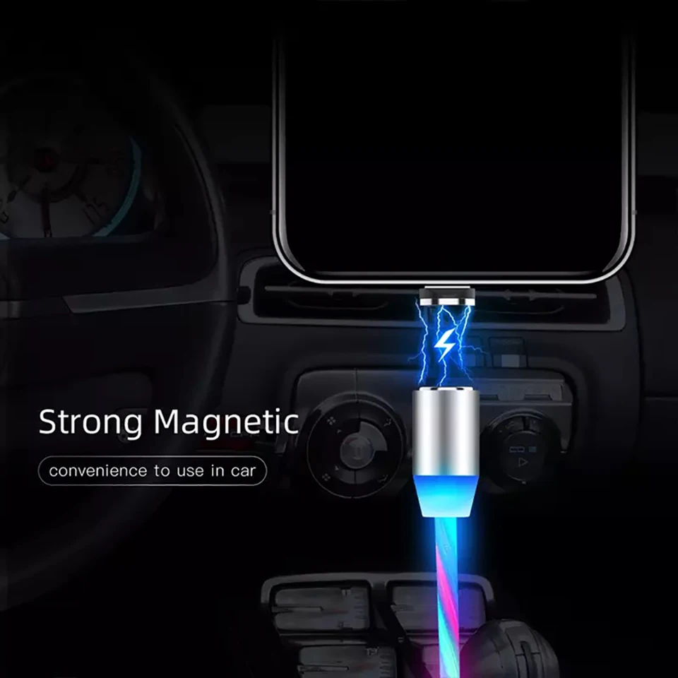 Магнитный светодиодный кабель Micro USB для Samsung S10 S9 Type c зарядка iPhone магнитное