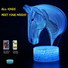 3d иллюзия лошадь лампа Цвета Сменные ночной Светильник для детской спальни декора лампа-Ночник проектор для детей на день рождения подарки на Рождество