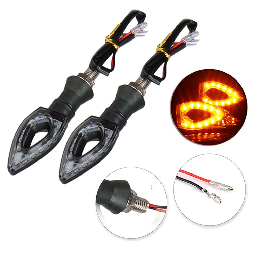 

4pcs Motorcycle Turn Signals 12 LED Indicators Hollow Diamond-Shaped Lights High Brightness Flexible Lamps Yellow Lights