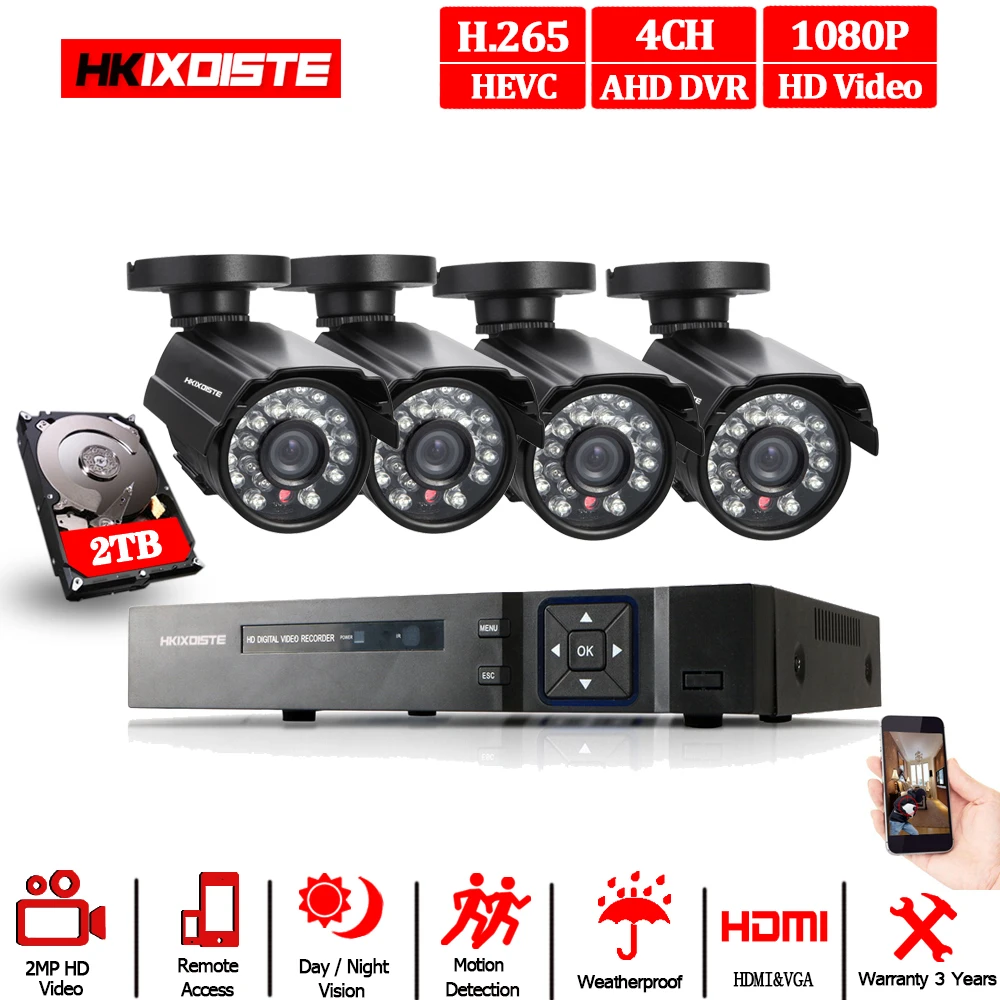 Камера видеонаблюдения 4 канала 1080P HDMI выход DVR шт. домашняя камера системы