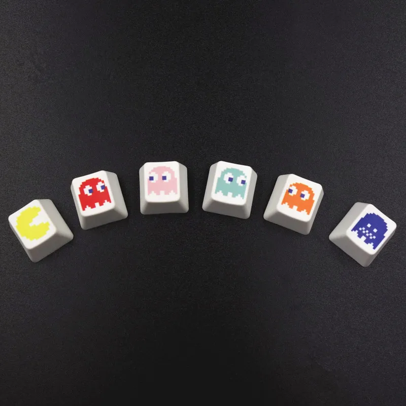6 шт. PBT keycaps Pac-Man Patterns Combo Dye-Sublimation Cherry MX Key Caps Для Switches Механическая игровая