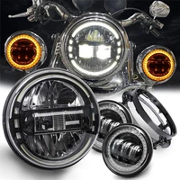 for harley 7 inch led headlight road king street glide softail electra glide fat boy with 4 5 inch fog light with mount bracket
