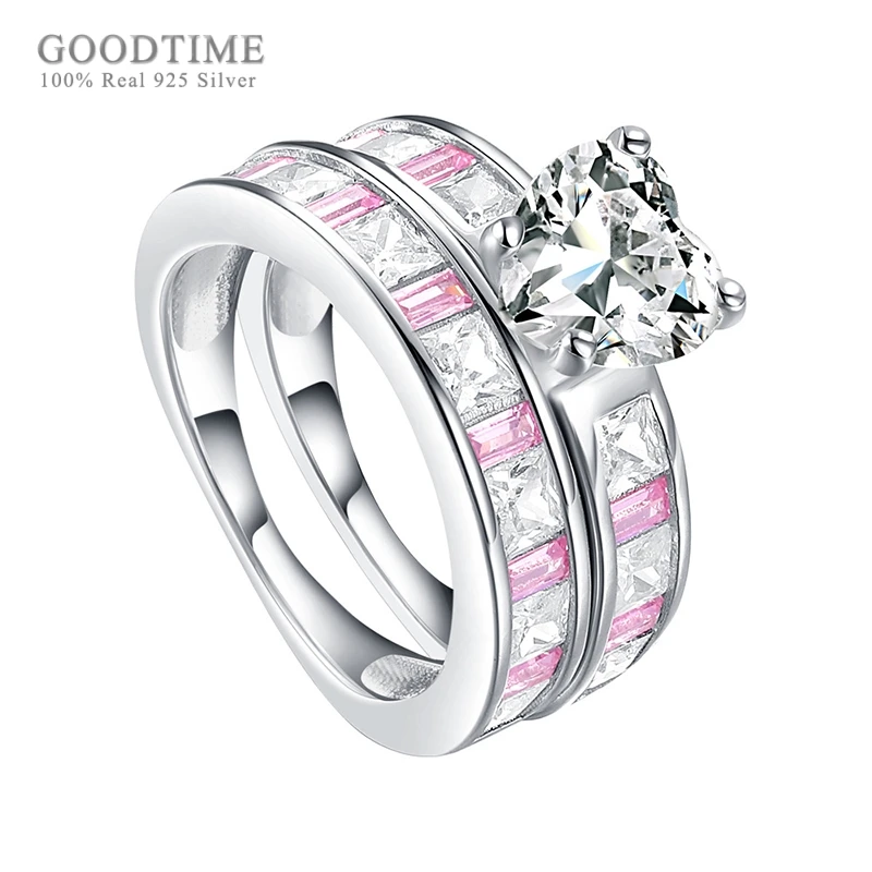 

Luxury Ring For Women 925 Sterling Silver Love Heart Zircon Wedding Ring Rhinestone Engagement Jewelry Accessories For Girl Gift