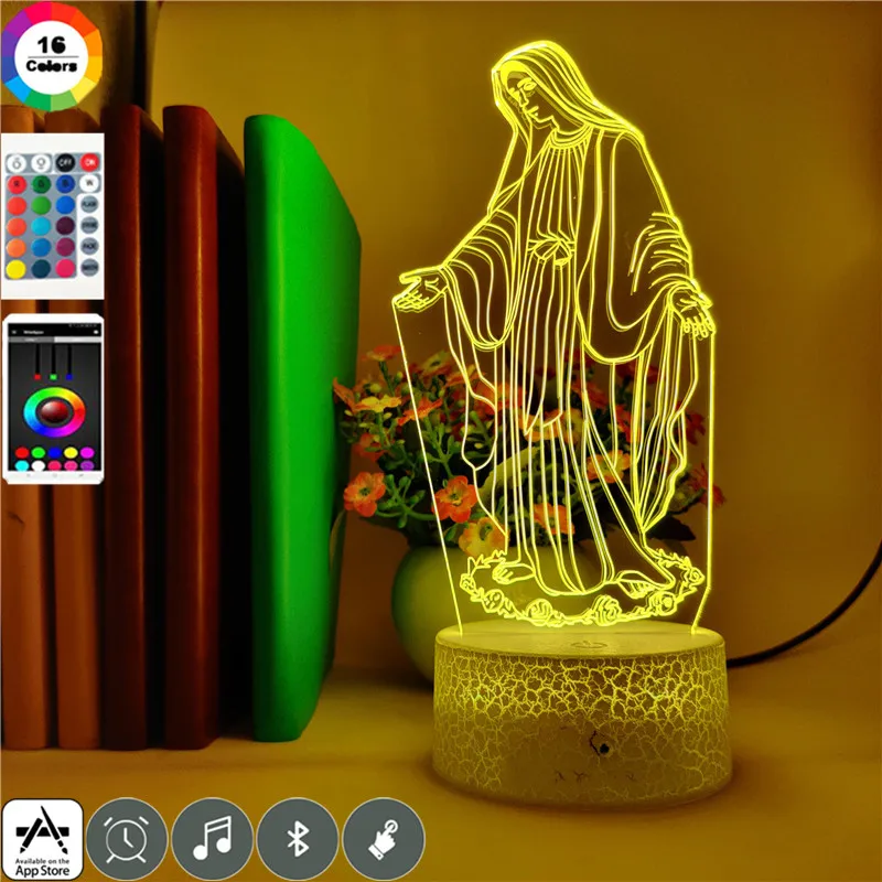 

Blessed Virgin Mary Faith Nightlight for Christians Holiday Gifts 3d Led Color Changable Three-dimensional Party Atmosphere Lamp