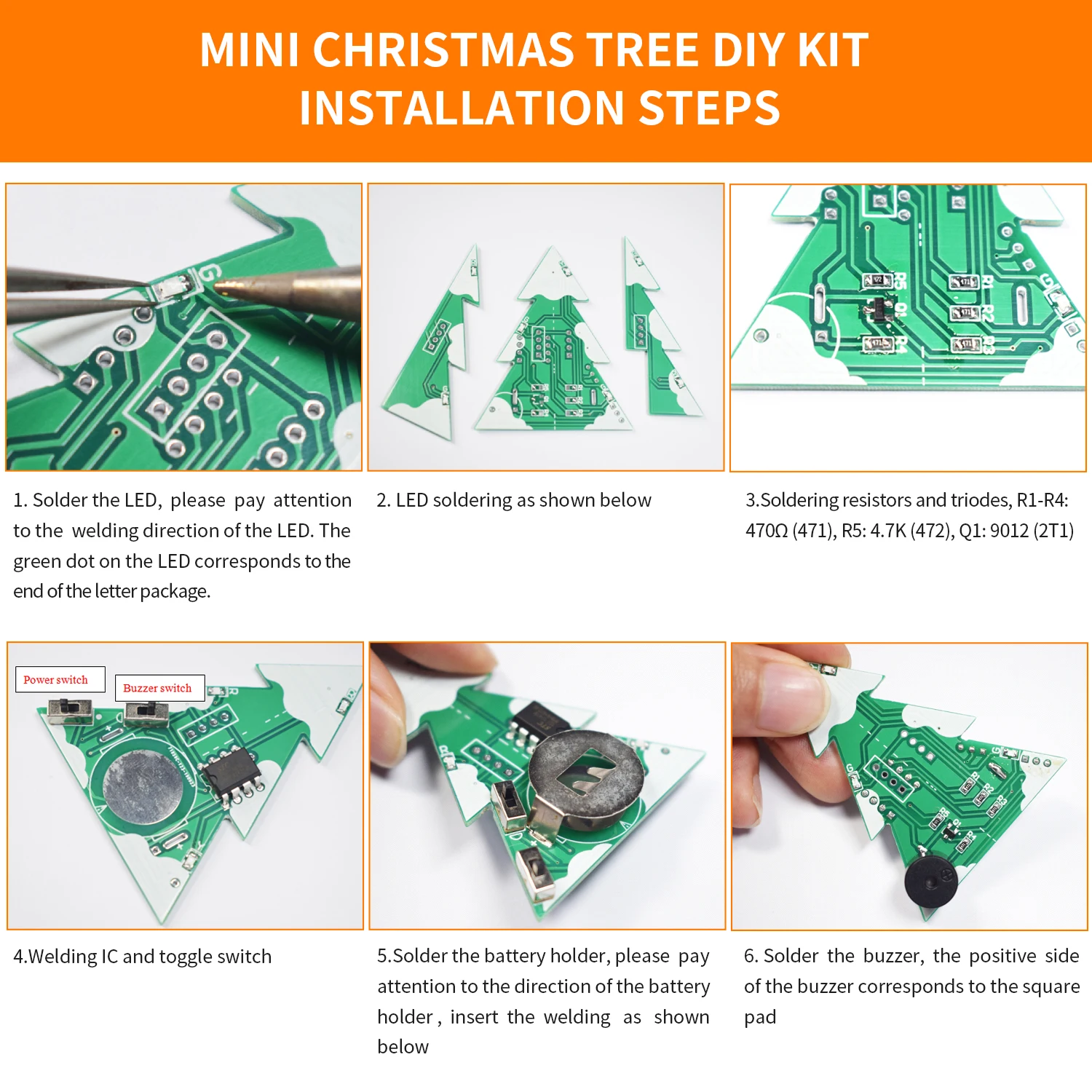 Трехмерная 3D Рождественская елка DIY музыкальный набор зеленый PCB светодиодный