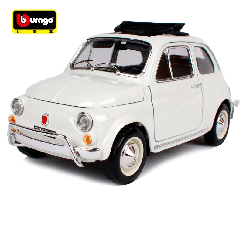 Bburago 1:18 1965 Fiat 500f 500L beige car diecast open doors classic motorcar diecast collecting car models as gift 12020