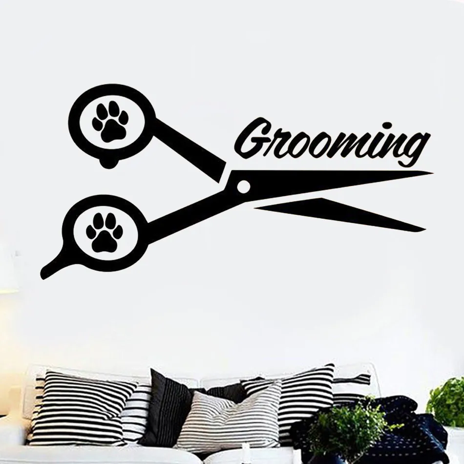 

Pet Grooming Wall Decal Puppy Shop Salon wall sticker Window Logo Animal Decorations Pet Dog shop decor JH143