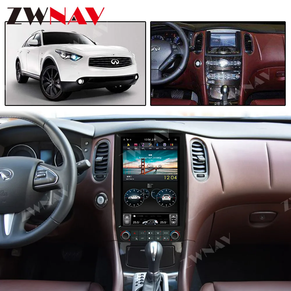 Вертикальный Tesla для Infiniti QX50 EX25 EX35 2009 - 2019 Android IPS экран PX6 DSP автомобильный DVD GPS
