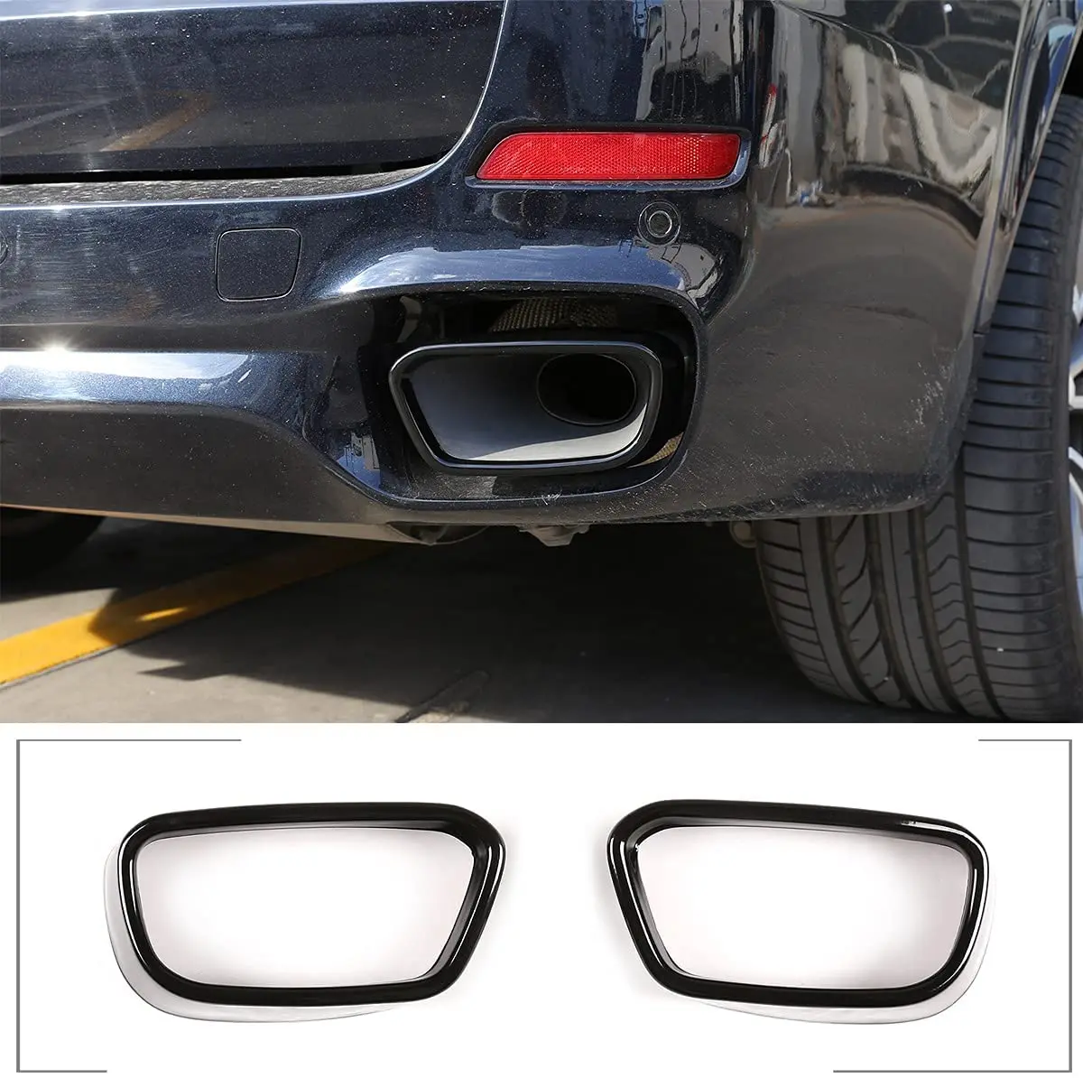 

Stainless Steel Car Tail Muffler Exhaust Pipe Output Cover Parts ( M Sports Version) for BMW X5 F15 2014-2018 X6 F16 2015-2019