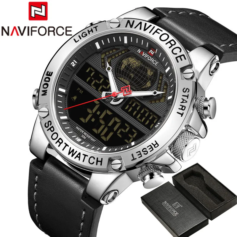 Часы наручные NAVIFORCE Мужские Цифровые спортивные брендовые Роскошные