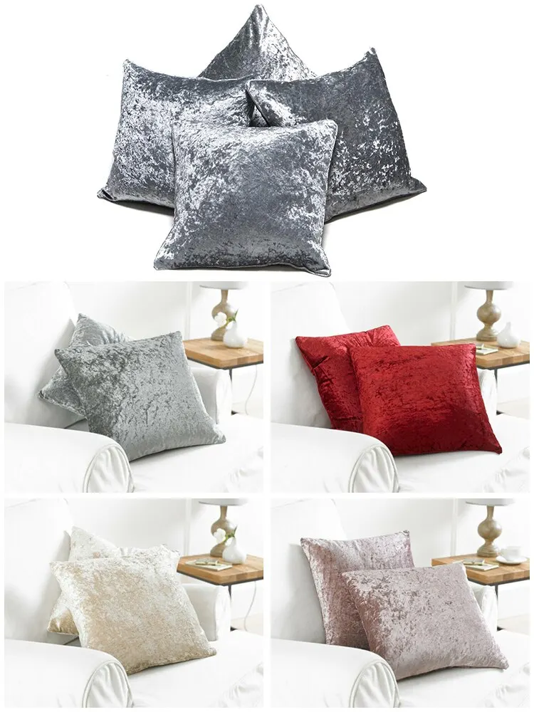 DIMI Fashion Shiny Polyester Ice Crushed Velvet Cushion Cover Cases Seat Cushion Decorative Throw Pillow Covers 1pc Solid Colors