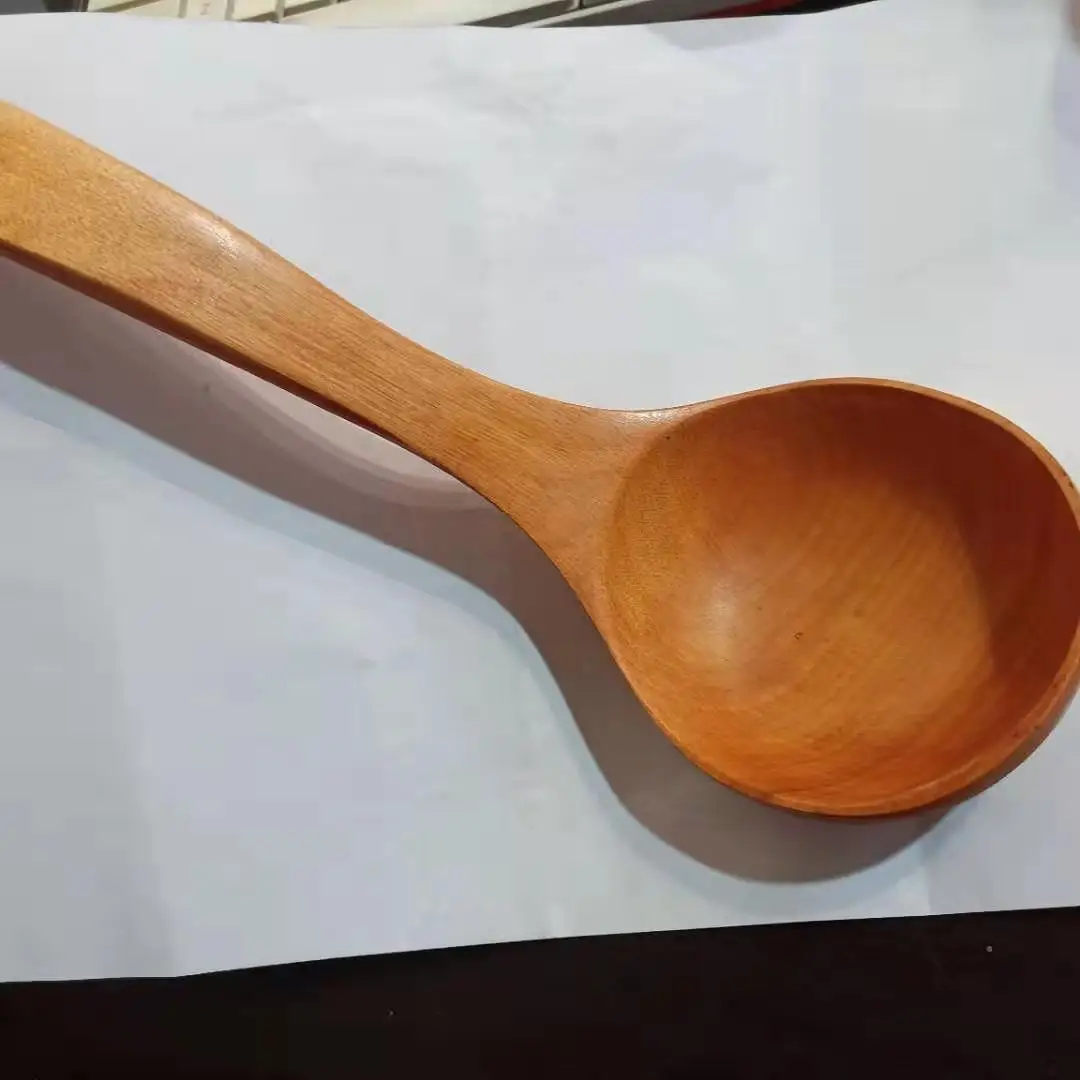 

Large rosewood soup spoon, long handle, large curved wooden soup spoon, rice spoon