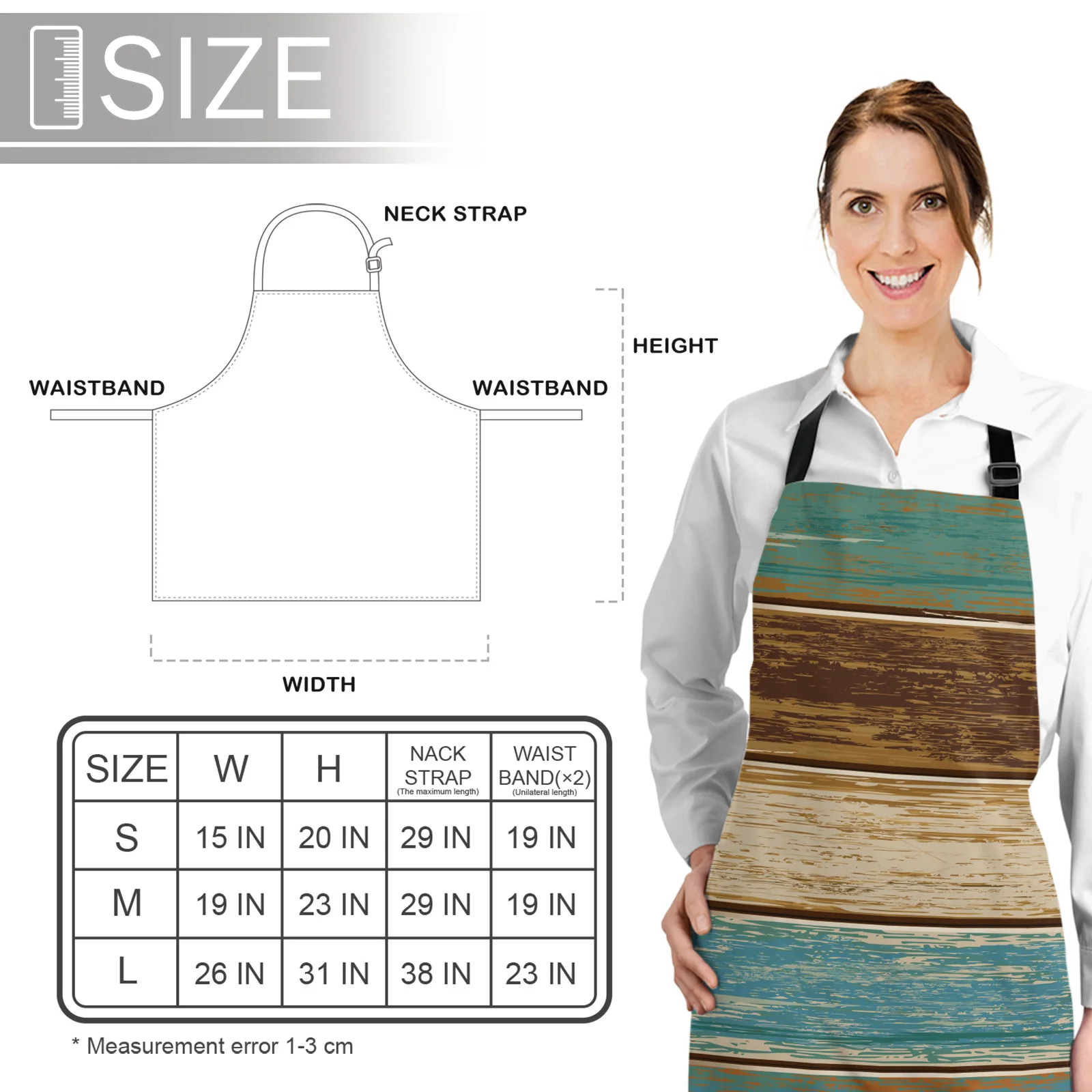 

Blue And Green Planks Printed Kitchen Cooking Baking Aprons Canvas Sleeveless For Women Man Kids Home Delantal Cocina