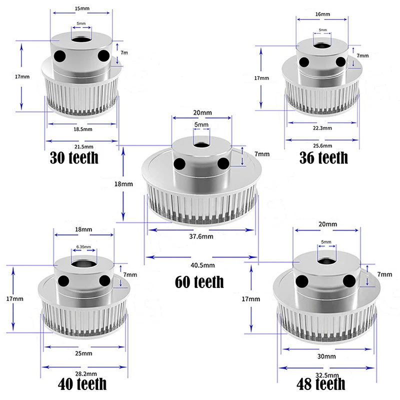 3D Printer Parts GT2 Timing Pulley 16 Tooth 2GT 30 36 40 Teeth Aluminum Bore 5mm 8mm Synchronous Wheels Gear Part For Width 6mm |