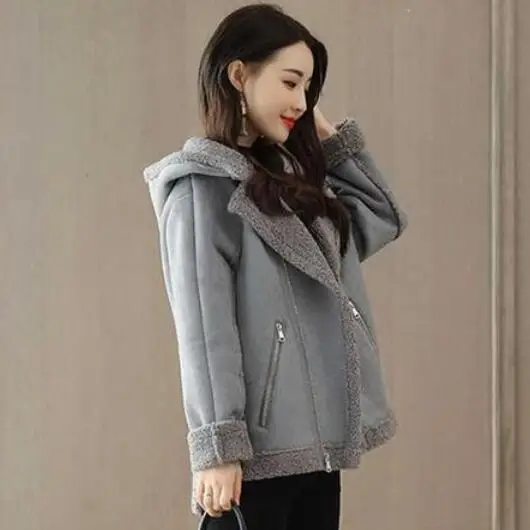 Новинка 2020 короткие женские куртки замшевый кожаный воротник на молнии Женское