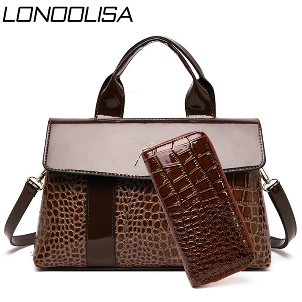 Классические дамские сумочки кожаные сумки для женщин тоуты с крокодиловым