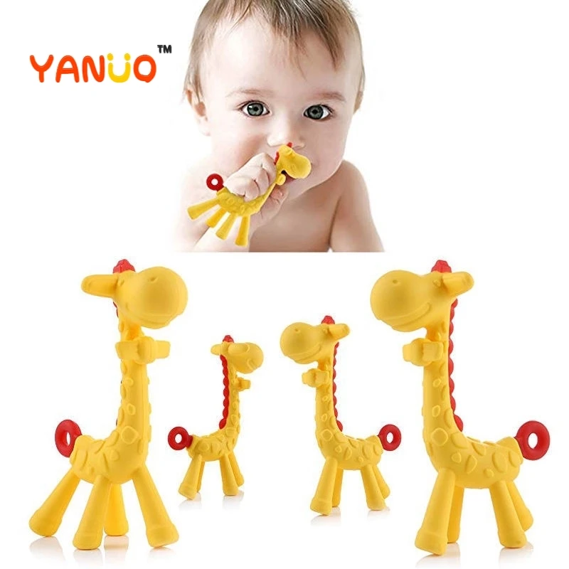 

YANUO Cute Yellow Giraffe Pacifier Spot Full Silicone Toy Teether Baby Toy Food Grade Silicone Molar Stick Does Not Contain BPA