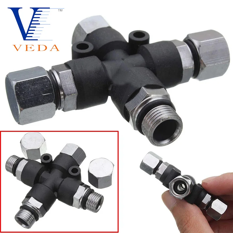 

VEDA 3 Way Airbrush Airhose Splitter Manifold with 1/8" BSP Fittings 2 Male Air Outlets and 1 Female Air Inlet