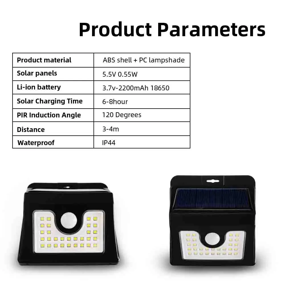 30LED солнечный светильник Открытый PIR датчик движения настенный