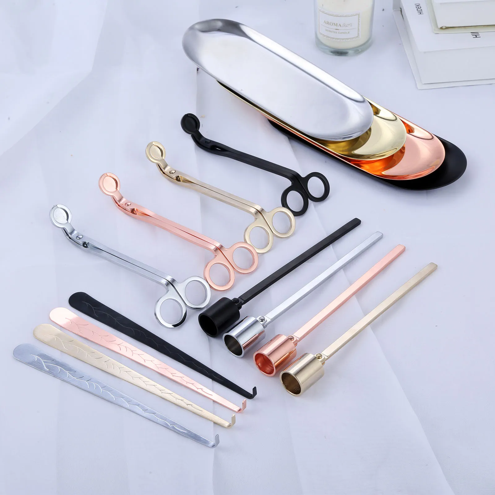 4pcs/set Candle Car Kit Wick Trimmer Dipper Snuffer Storage Tray Care Repair Tool Home Decor | Дом и сад