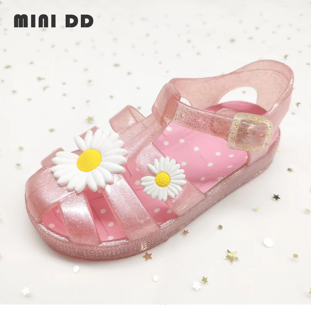 

Mini DD high Summer 2022 new small daisy girl sandals flower Kids jelly shoes Korean children roma jelly Beach shoes DD016