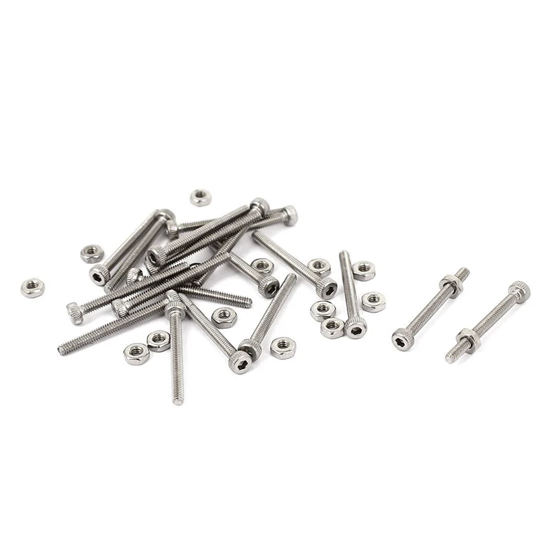 

M2 x 20mm Long Hex Socket Knurled Cap Screws Bolts Nuts Set 20Pcs Promotion