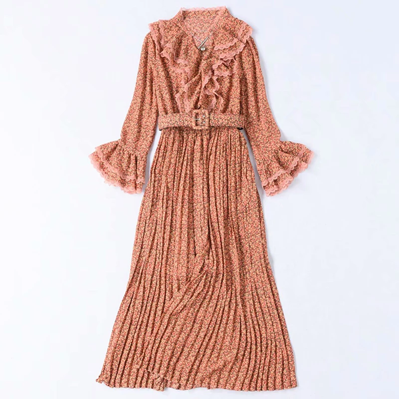 Женское Плиссированное Платье дизайнерское подиумное платье с расклешенным