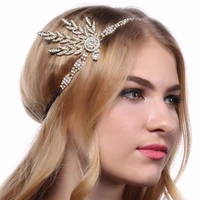 art deco women 1920s vintage bridal headpiece costume hair accessories flapper gatsby leaf medallion pearl headband