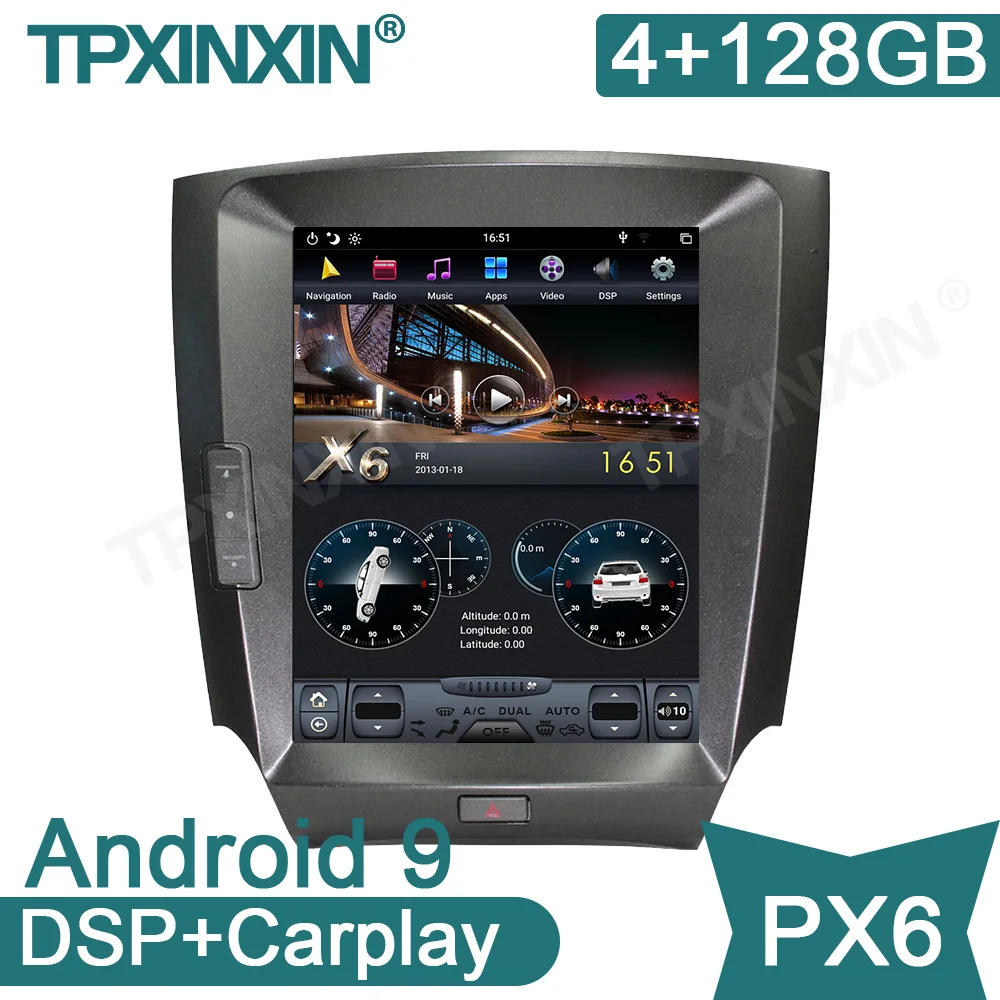 

Android 9.0 4+128G PX6 Tesla Style For Lexus IS 2005-2012 Android Car Audio Stereo Radio Recorder GPS Head Unit