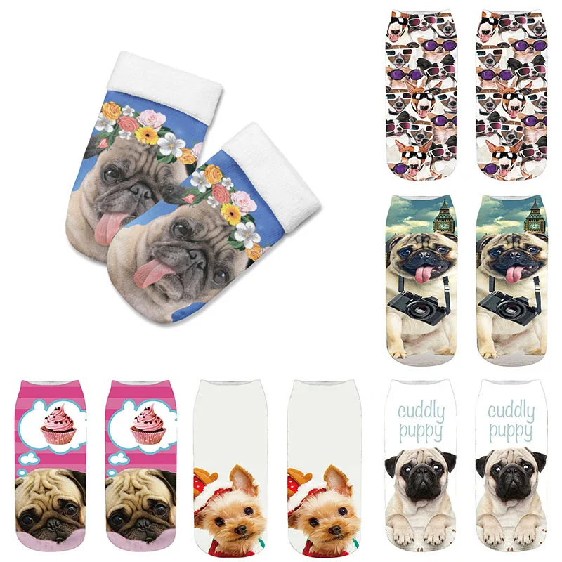 

Cute Dog 3D Printing Socks Women Ankle Socks Chaussette Animal Sock Art Puppy Hosiery Fashion Cool Funny Lovely Cat Life Sox