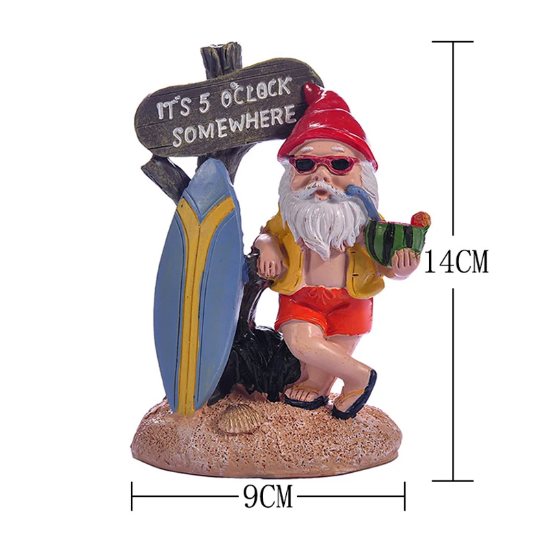 

Funny Sculpture Decor Old Man with Surfing Statues for Indoor Outdoor Home or Office Gnome Ornament