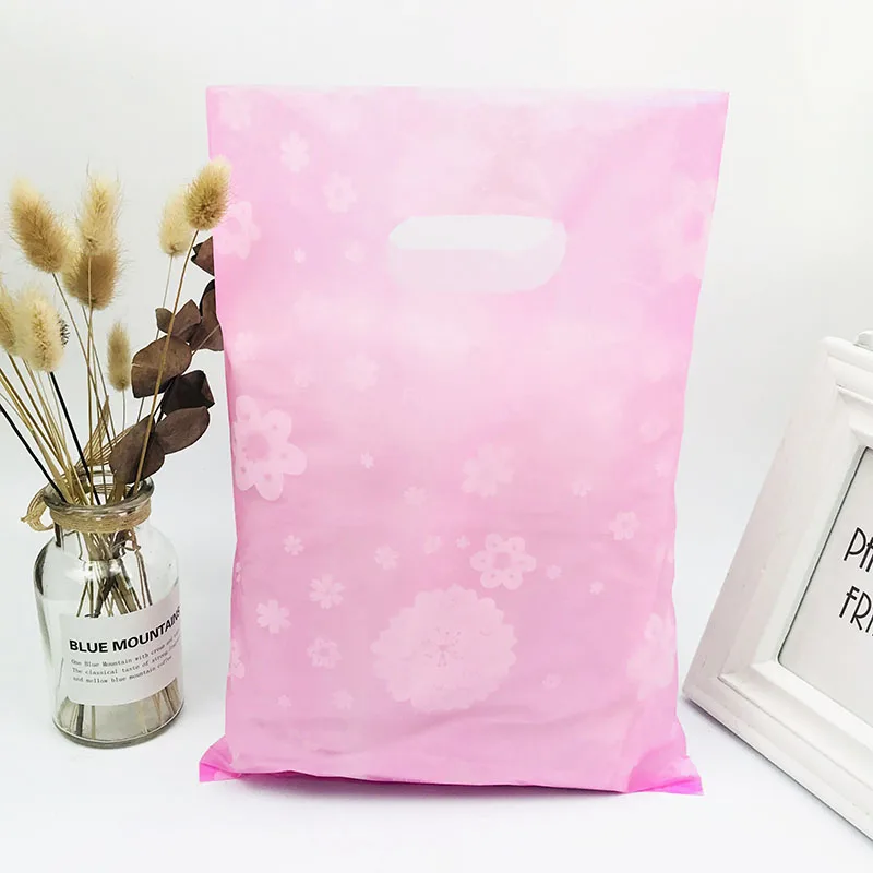 50 шт фиолетовый/ярко розовый цветок пластиковые подарочные пакеты бутик вектор