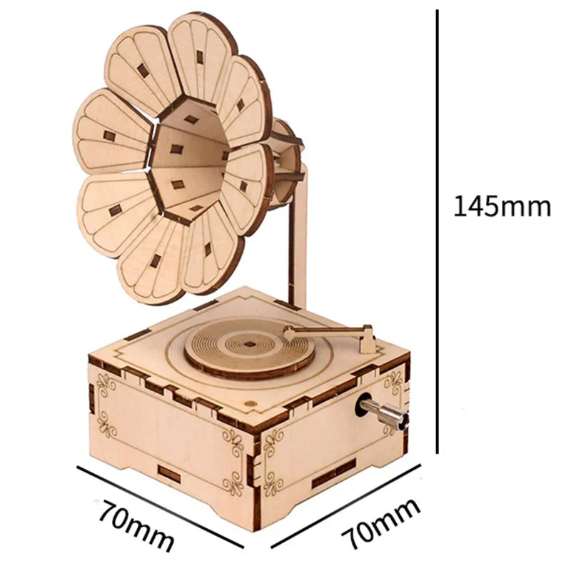 

DIY Hand Crank Music Box Model 3D Wooden Puzzle Toy Self embly Wood Craft Kits Home Decoration for Kids
