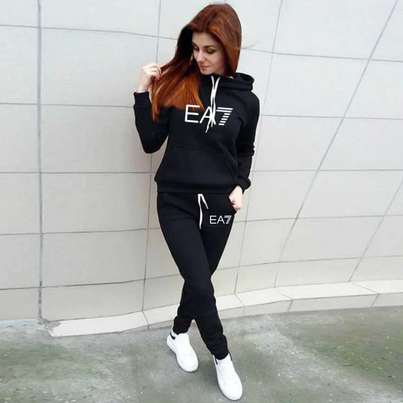 Спортивный костюм модная женская Толстовка С Карманами и штаны комплект из двух