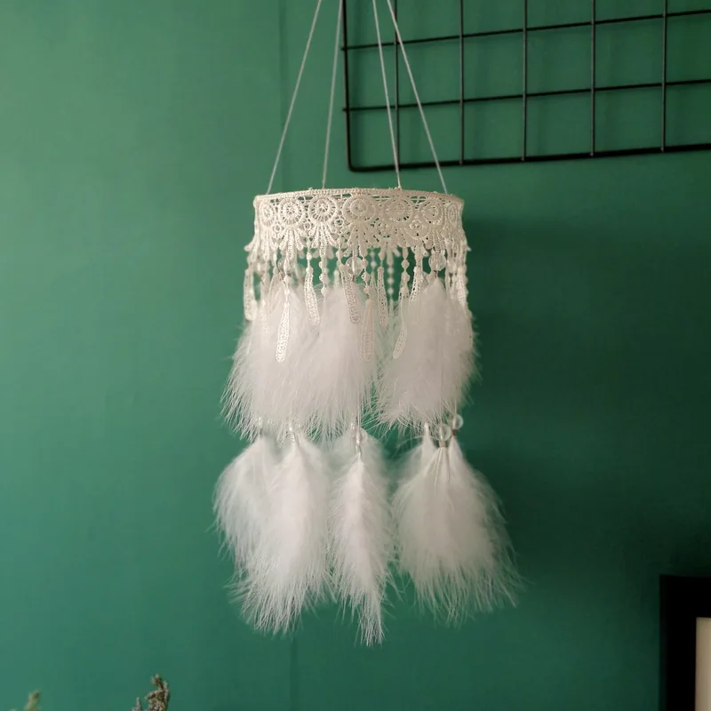 Круглый Ловец снов кулон с колокольчиком ветра перо мини абажур для настольной