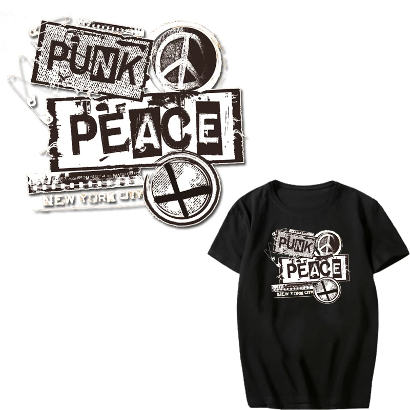 

Iron on Punk Letter Patches for Clothing DIY T-shirt Jackets Applique Heat Transfer Vinyl Peace Patch Stickers Badge on Clothes