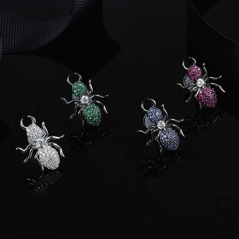 SLJELY Роскошные брендовые темно серые 925 пробы Серебристые синие серьги гвоздики с